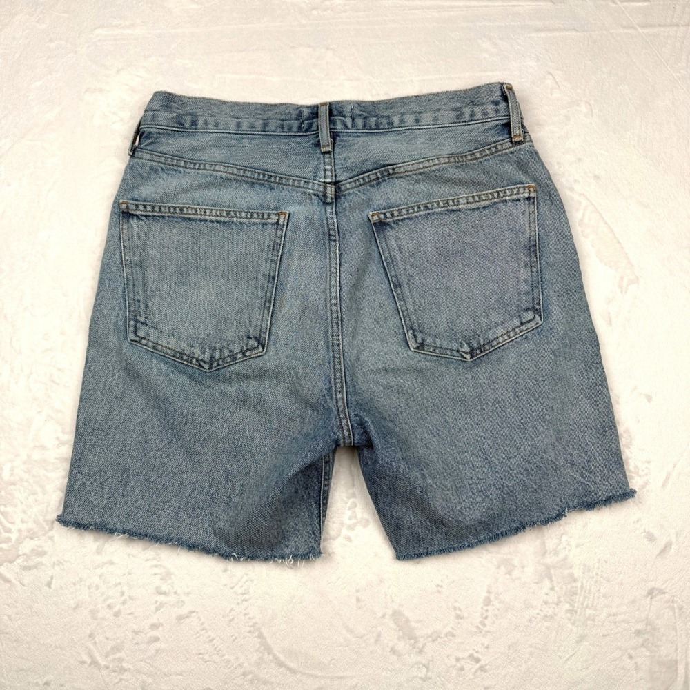 AGOLDE Rumi High Rise Denim Shorts 27 Bermuda Raw Hem Coastal - Picture 3 of 9